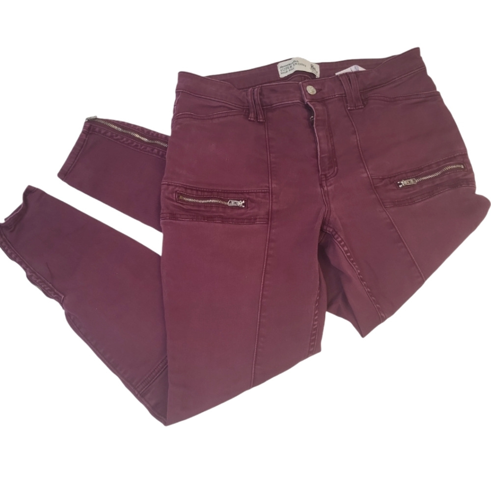 Abercrombie & Fitch  Super Skinny High Rise Size 8 Burgundy